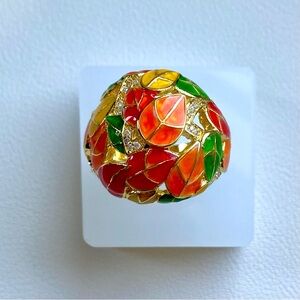 Colorful Leaf Design Ring